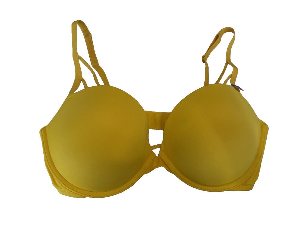 La Senza Push Up Bra 36DD Yellow Satin NEW With Tags Padded Lingerie